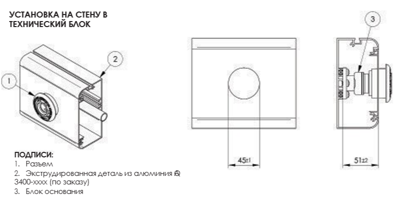 Установка на стену в технический блок
