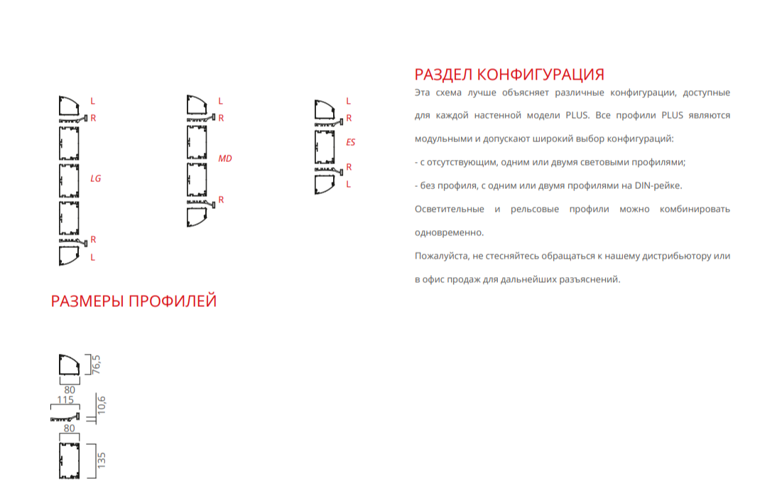 Размеры профилей